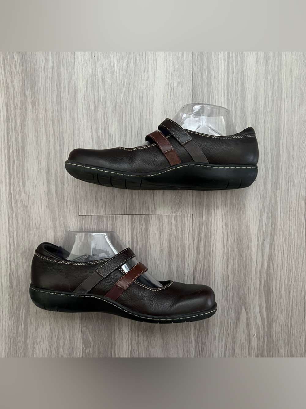 Clarks Bendables Leather Mary Jane Flats Brown Chestnut Size 9M Comfort Shoes